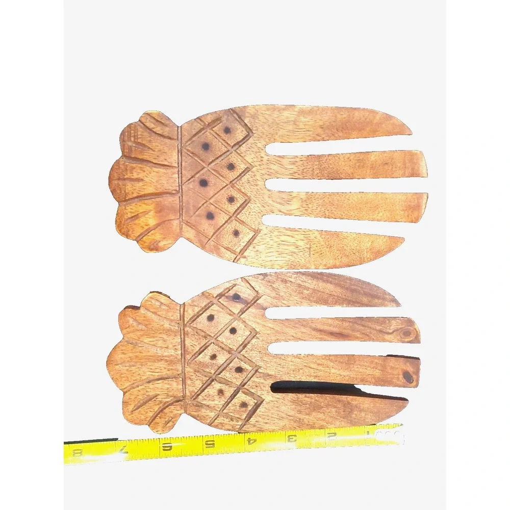Vintage Handmade Wooden Salad Serving Forks 7